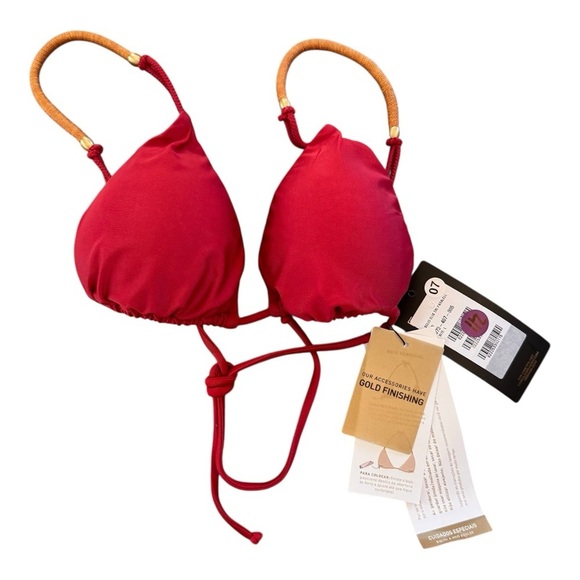 ViX Solid Elis Triangle Bikini Top in Red NWT - Picture 3 of 7